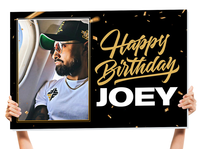 black happy birthday sign