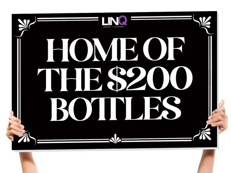 bottle service sign