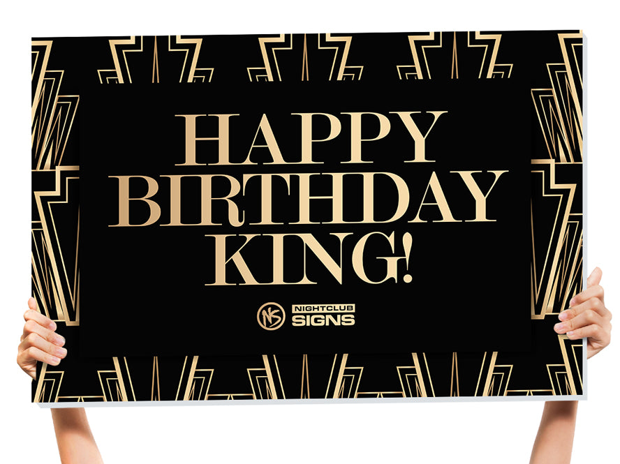 birthday gold black sign