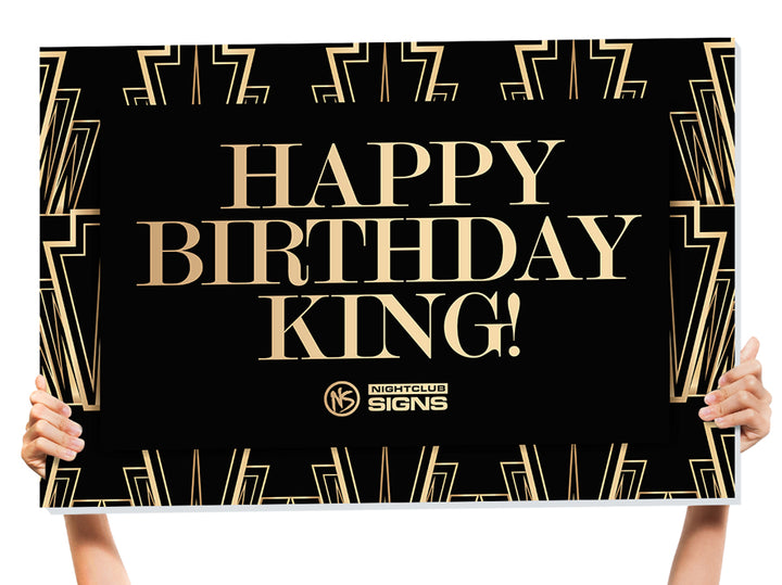 birthday gold black sign