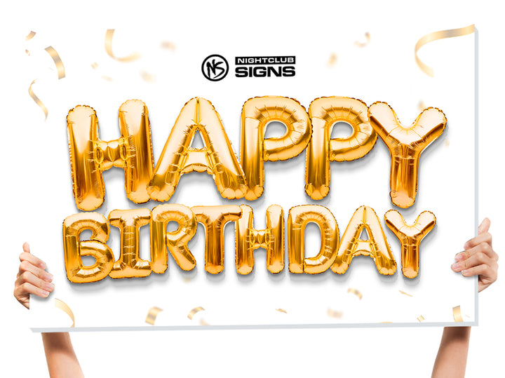 happy birthday balloon sign