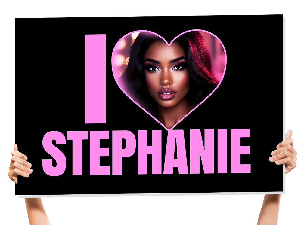 Custom happy birthday photo bottle service I love name party sign with heart photo