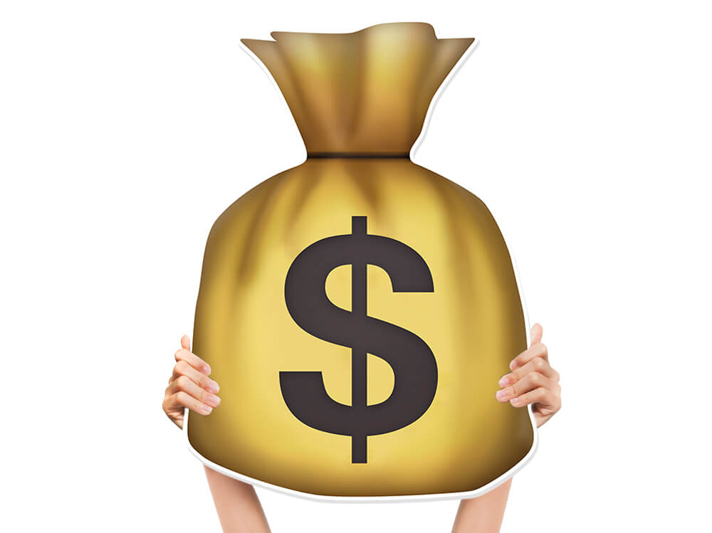 Money Bag Cutout Bottle Service Sign