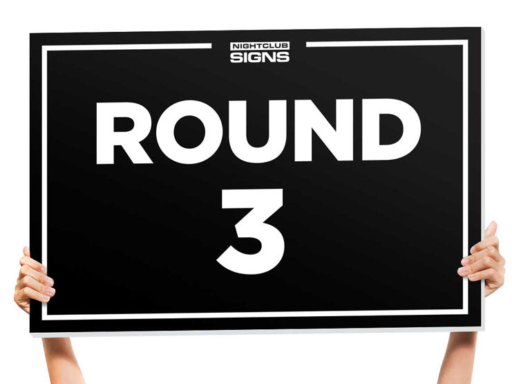 nightclub round sign bottle service