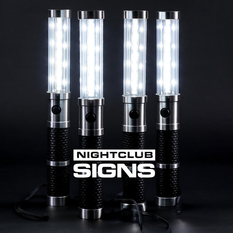 LED strobe batons shown in a staggered layout for bottle service supplies and VIP nightclub presentations