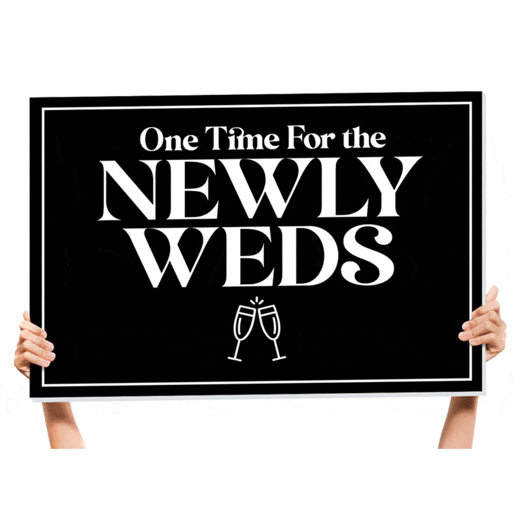 Custom wedding bottle service signs designed for elegant wedding entrances and receptions