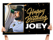 black happy birthday sign