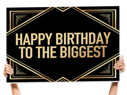 happy birthday gold sign