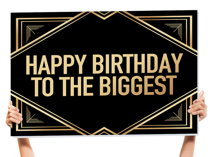 happy birthday gold sign