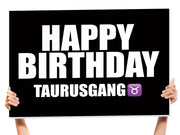 black happy birthday sign