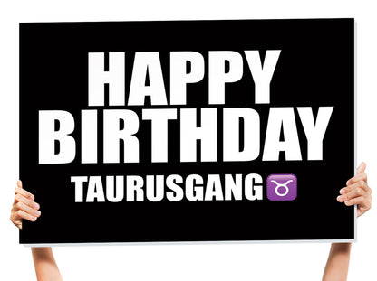 black happy birthday sign