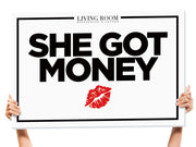 she got money bottle service sign