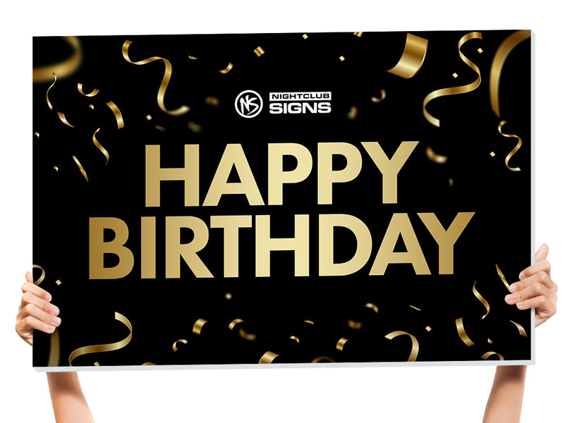Gold Confetti Custom Bottle Service Sign