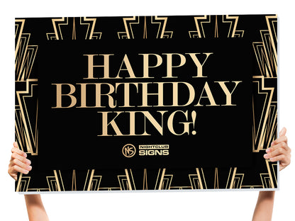 birthday gold black sign