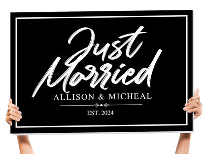 just married party sign