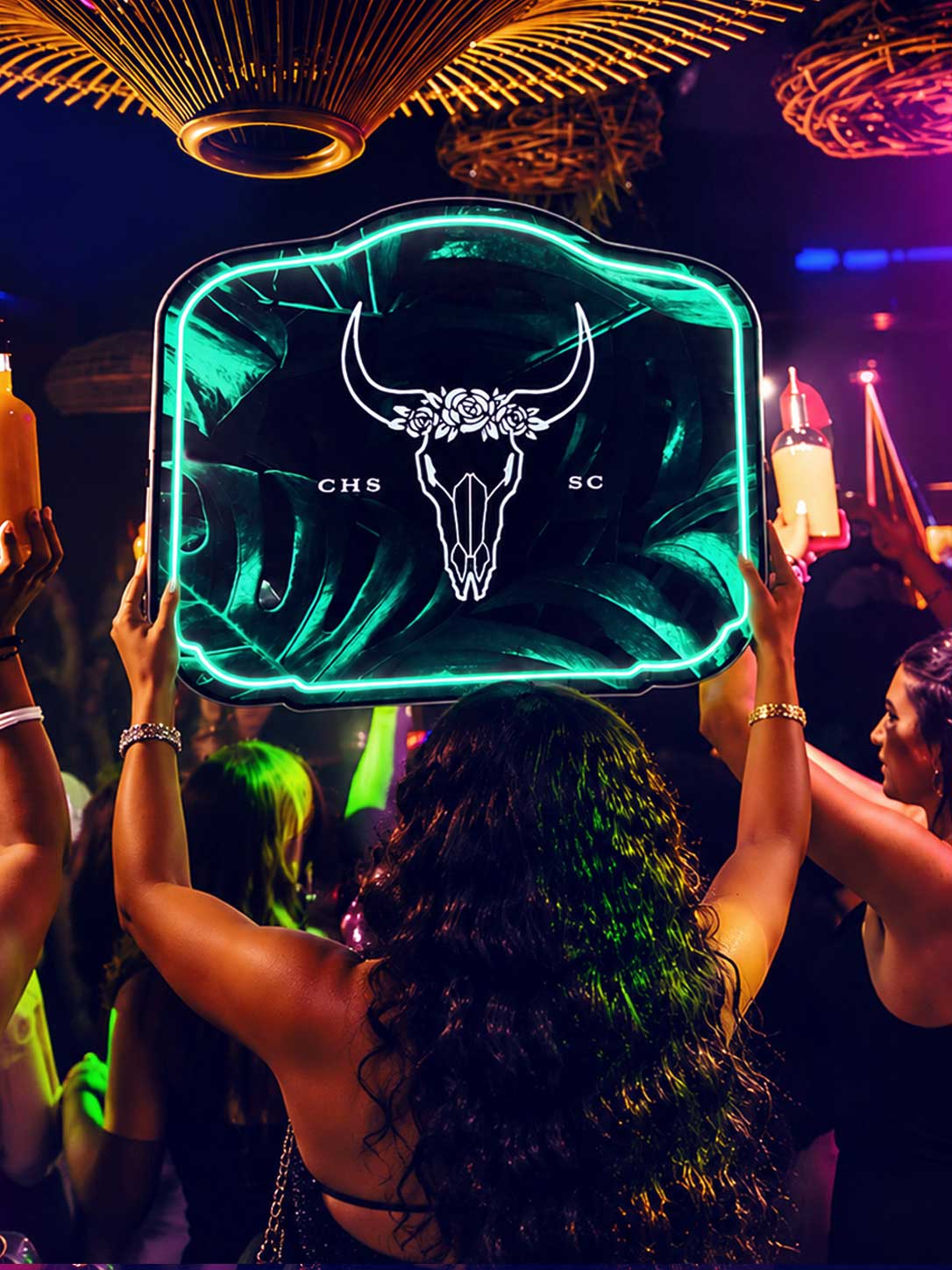 led bottle service sign in nightclub bottle service presentation