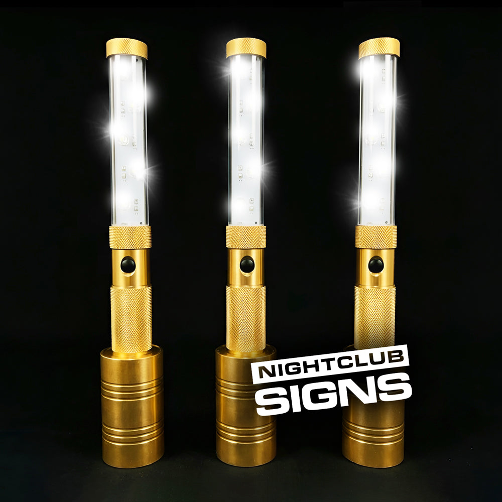 LED bottle topper baton sparklers standing upright for nightclub bottle service presentation