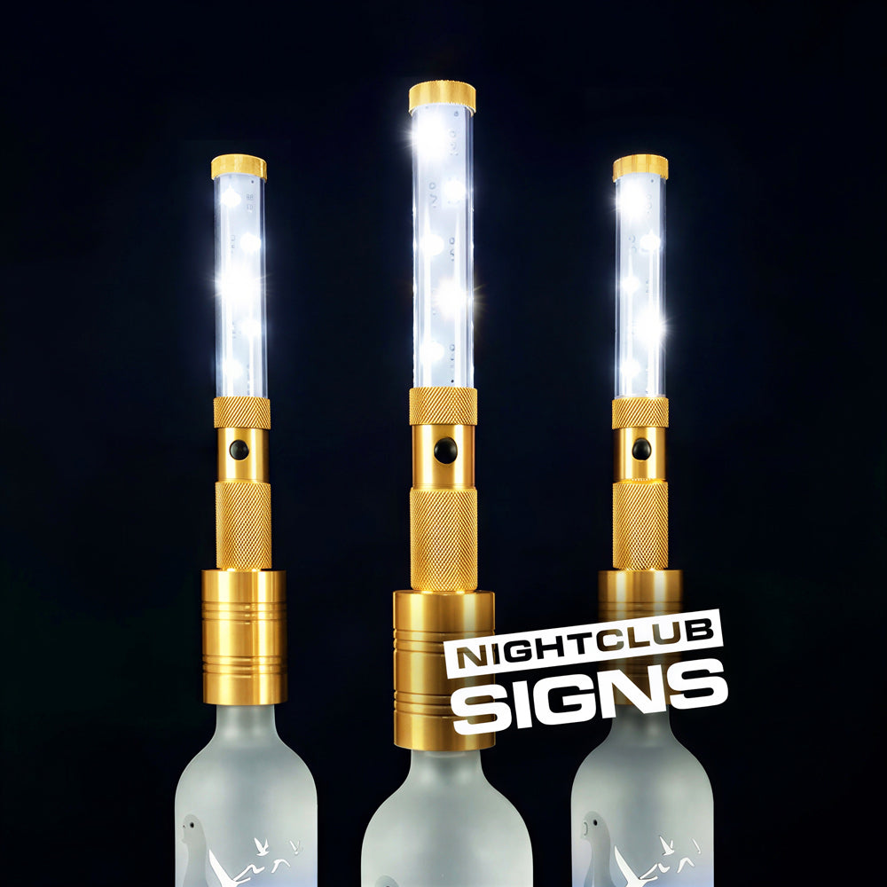 LED bottle topper sparkler on champagne bottles for VIP nightclub bottle service