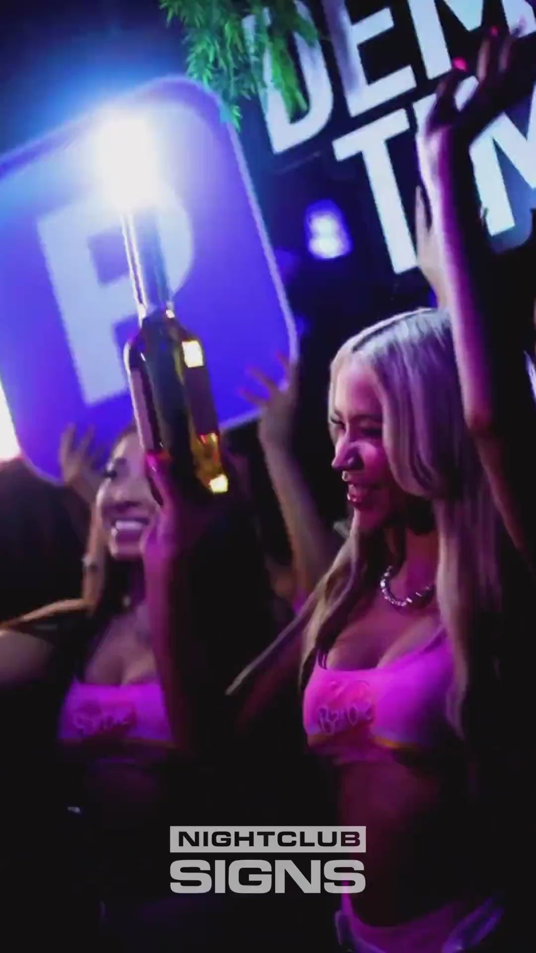 Load video: nightclub signs the leaders in custom bottle service signs and vip presentation