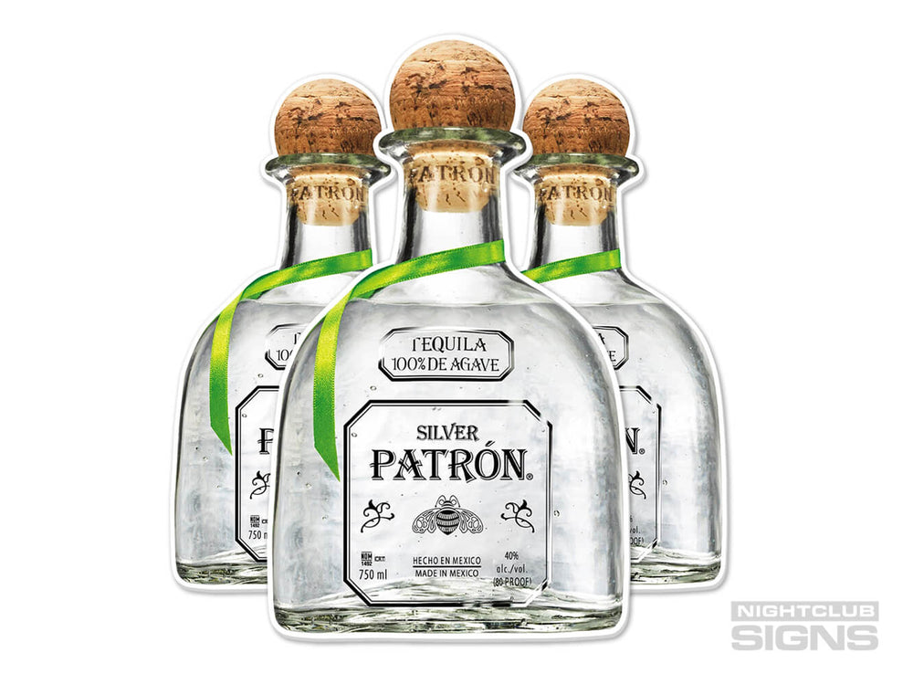 Patron Cutout Bottle Service Sign