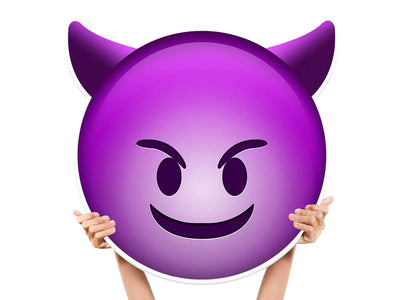 Purple Devil Emoji Cutout Bottle Service Sign