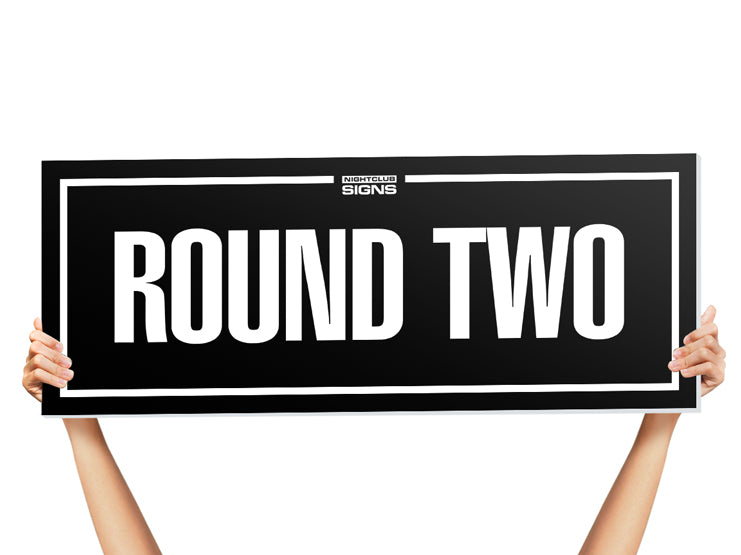 round two nightclub bottle sign