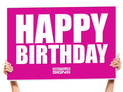 pink happy birthday sign