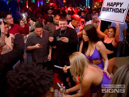 happy birthday nightclub sign